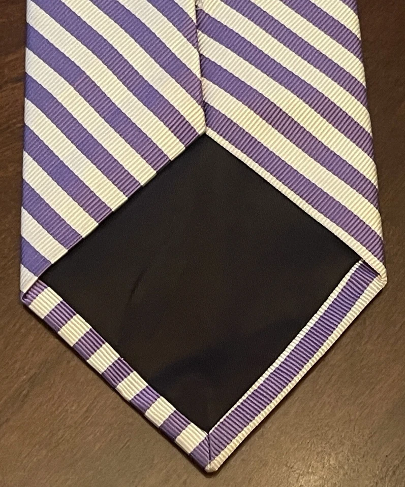 Corbata Meeting Street púrpura hecha a mano Repp 100 % seda para hombre hecha en China Foto 2 de 4