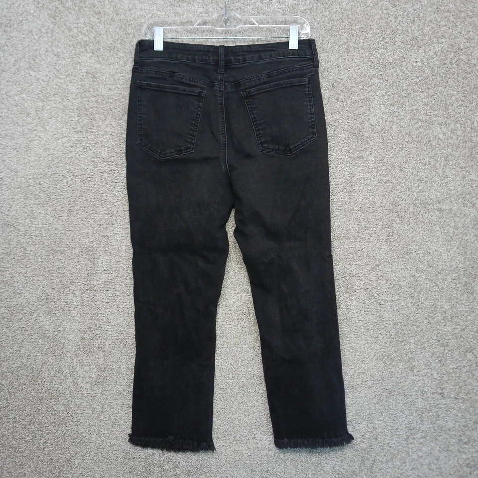 Женские джинсы So 11 черные с высокой талией прямые на пуговицах с необработанными краями из денима - Изображение 2 из 4