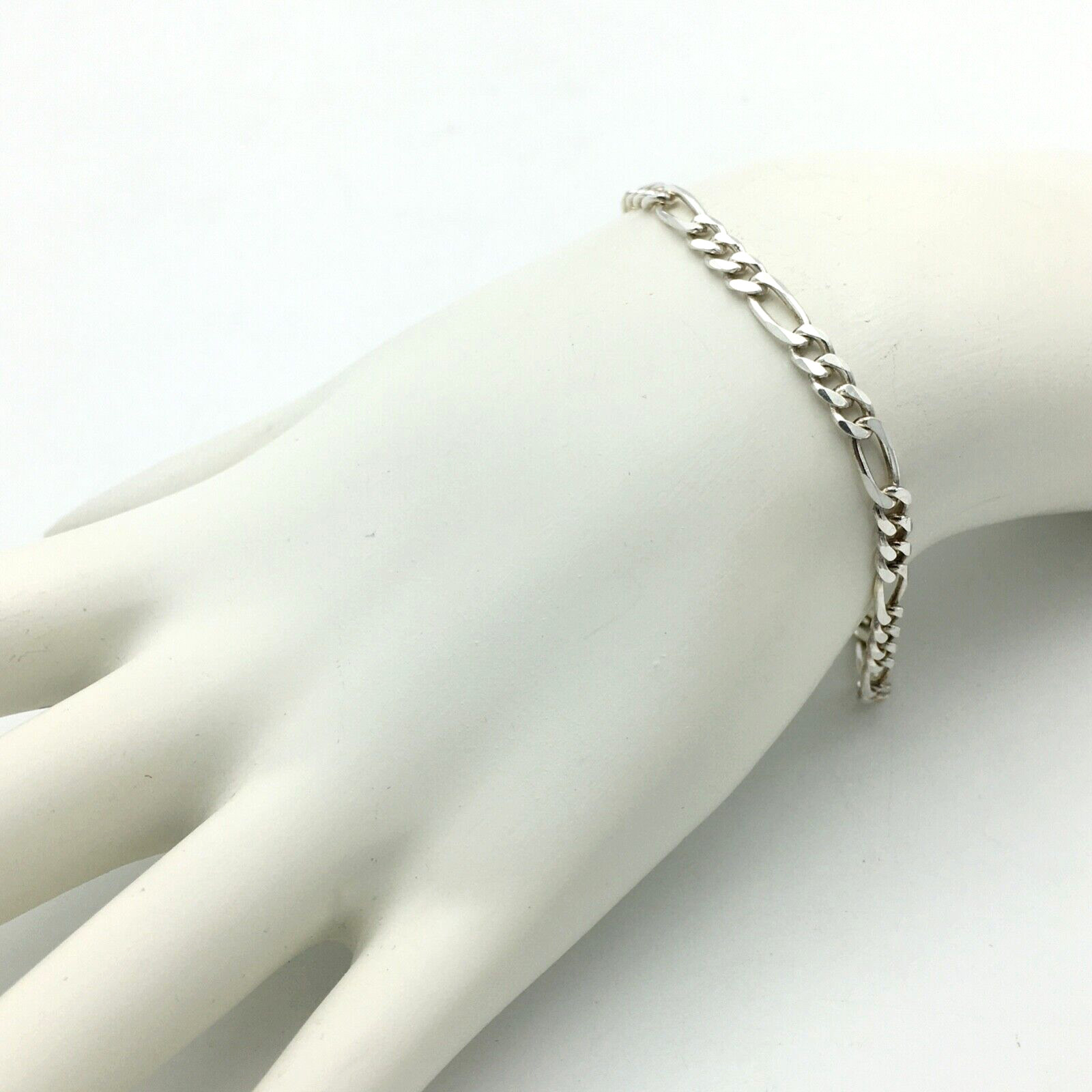 PGDA sterling silver bracelet - solid 4mm figaro … - image 1