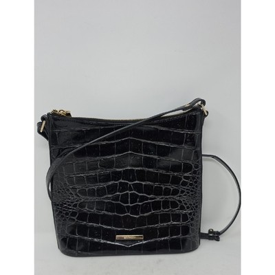Brahmin Black Croc-Embossed Crossbody Bag