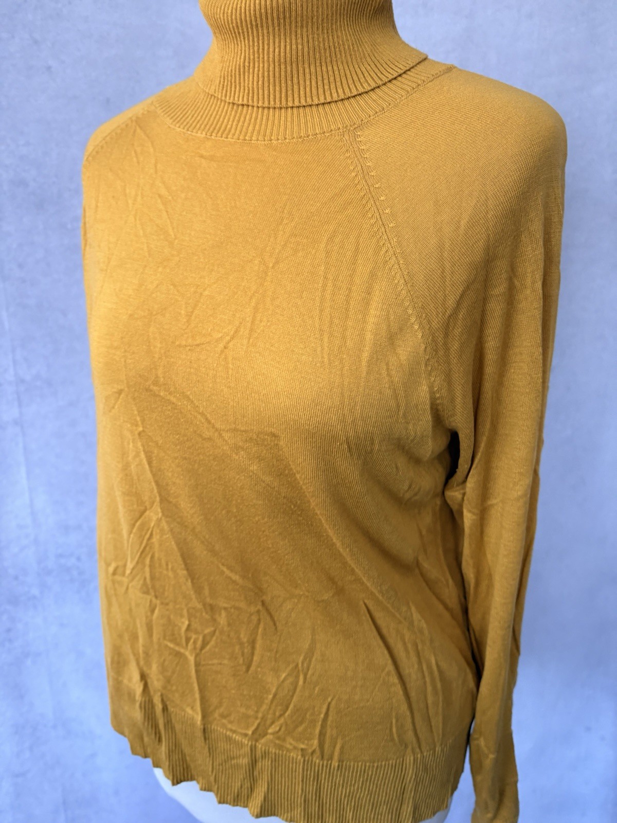 H&M Mustard Roll Neck Jumper L Long Sleeve Pulllver Acrylic Blend Knit Women’s thumbnail 8