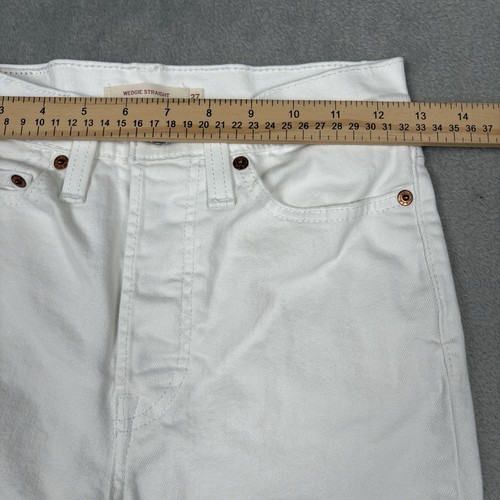 Levis Wedgie Straight Jeans Womens 27 Button Fly High Rise 90s White 26x26 - Picture 6 of 9