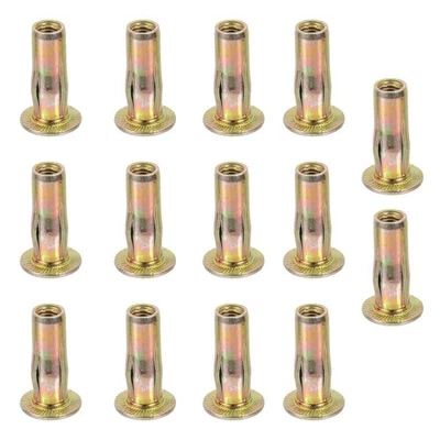 15Pcs Reusable Carbon Steel Blind Rivet Nuts Golden Multipurpose Screw Fasteners - Image 1 of 4