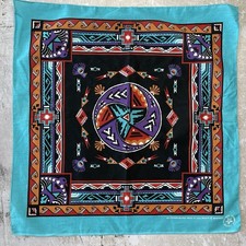 Vintage 80s Wamcraft Western Bandana Aztec Native American Made in USA Purple