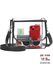 Clear Bag for Stadium Events, Stadium Approved Clear Purse Women  Clear Black