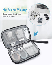 Travel Cable Organizer Bag Electronic Accessories Charger Cord Case Black 7.5"