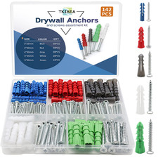 Drywall Anchors and Screws Kit 142Pcs, Wall Anchors and Screws for Drywall, Incl