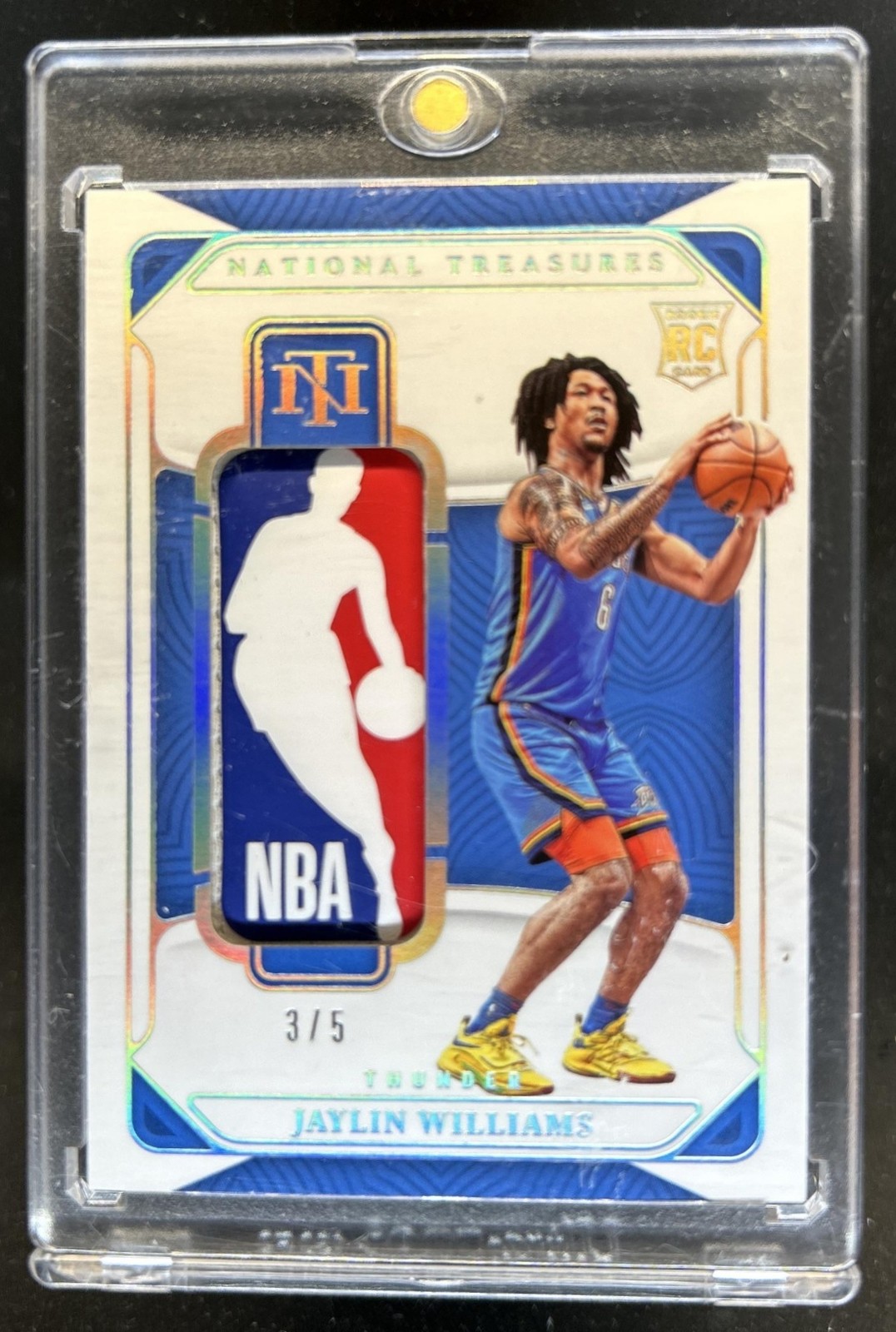 2022-23 Panini National Treasures Jaylin Williams Rookie RC Patch Logoman #/5 view 1