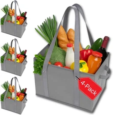 4Pk Reusable Grocery Bags Shopping Bags Tote Box Large Heavy Duty Groceries Bag 