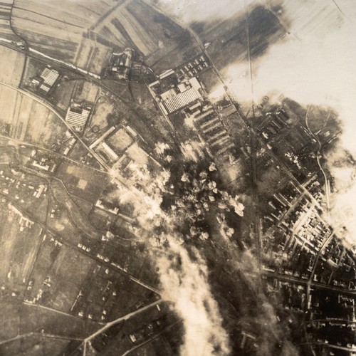 C.1945 WOW! WW2 US BOMBS SOPRON, AUSTRIA RECONNAISSANCE AERIAL PHOTO a F44