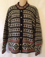 Vintage L. L. Bean Fair Isle Wool Blend Cardigan Sweater Size Medium