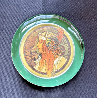 ''Byzantine Head The Blonde''  Art Nouveau Vintage Paperweight by Alphonse Mucha