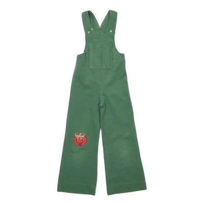 PIERRON Filles Vert Coton Mélange Salopette Coupe Ample Velours M W22 L19 Mignon - Photo 1/4