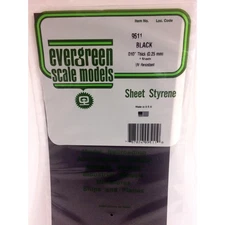 Evergreen 9511 Styrene Plastic Black Sheet 0.010"x 6"x 12" (4)