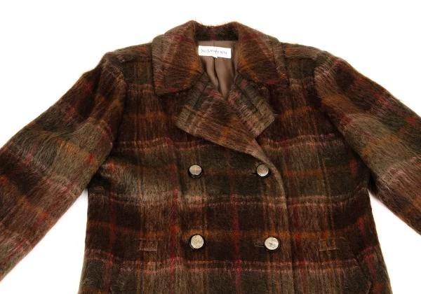 Abrigo a cuadros de lana peludo Yves Saint Laurent talla 36 (K-148082) Foto 3 de 4