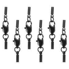 6Pcs Lobster Claw Clasp with 1mm ID Cord End Caps Black Style 1