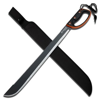 Jungle Master Machete w/ Serrations - Black/Satin, Full Tang, 28'' Overall