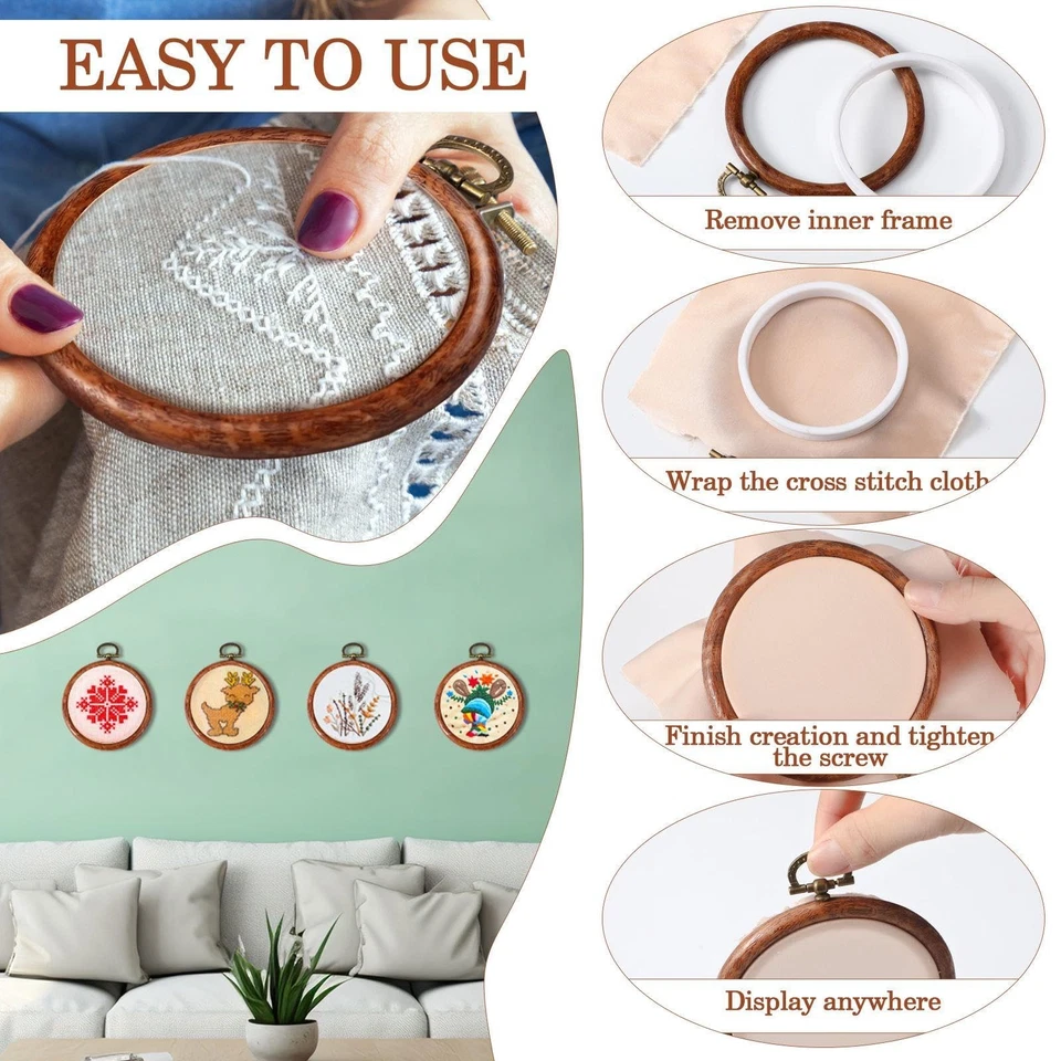 Burbell 15 Pcs 4 Inch Round Embroidery Hoops Frame Circle Rubber Hoops Ring - Image 2 of 4