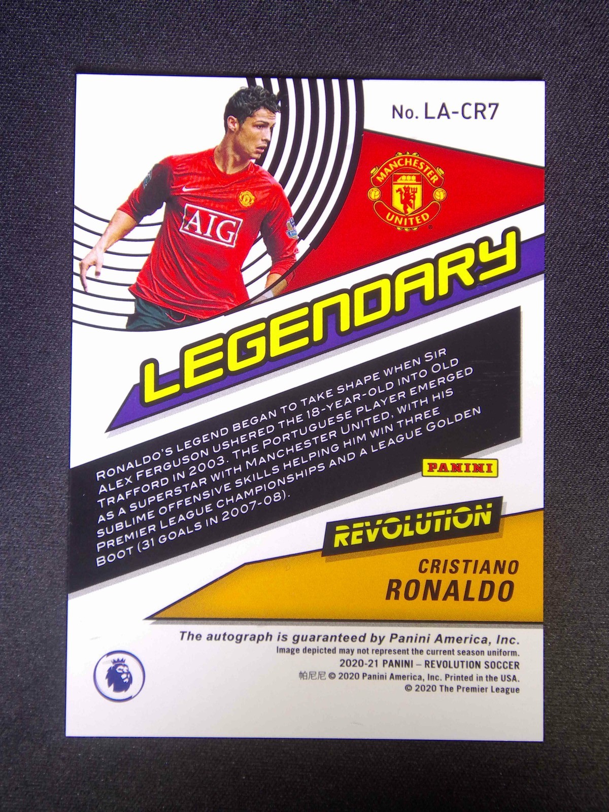 2020-21 Panini Revolution Premier League Cristiano Ronaldo Legendary Auto view 2