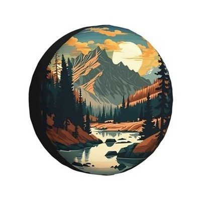 River Mountains at Night Spare Tire Cover 17 inch River Mountains At Night