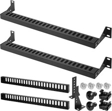 2 Pcs 1u 19 Inch Rack Mount Cable Management Horizontal Bracket 24 Slot Adjustab