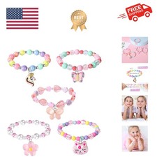 5 Pieces Colorful Girls Unicorn Bracelets Rainbow Beaded Bracelet for Birthda...