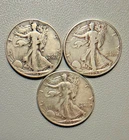 Lot of 3 Walking Liberty Half Dollars 90% Silver