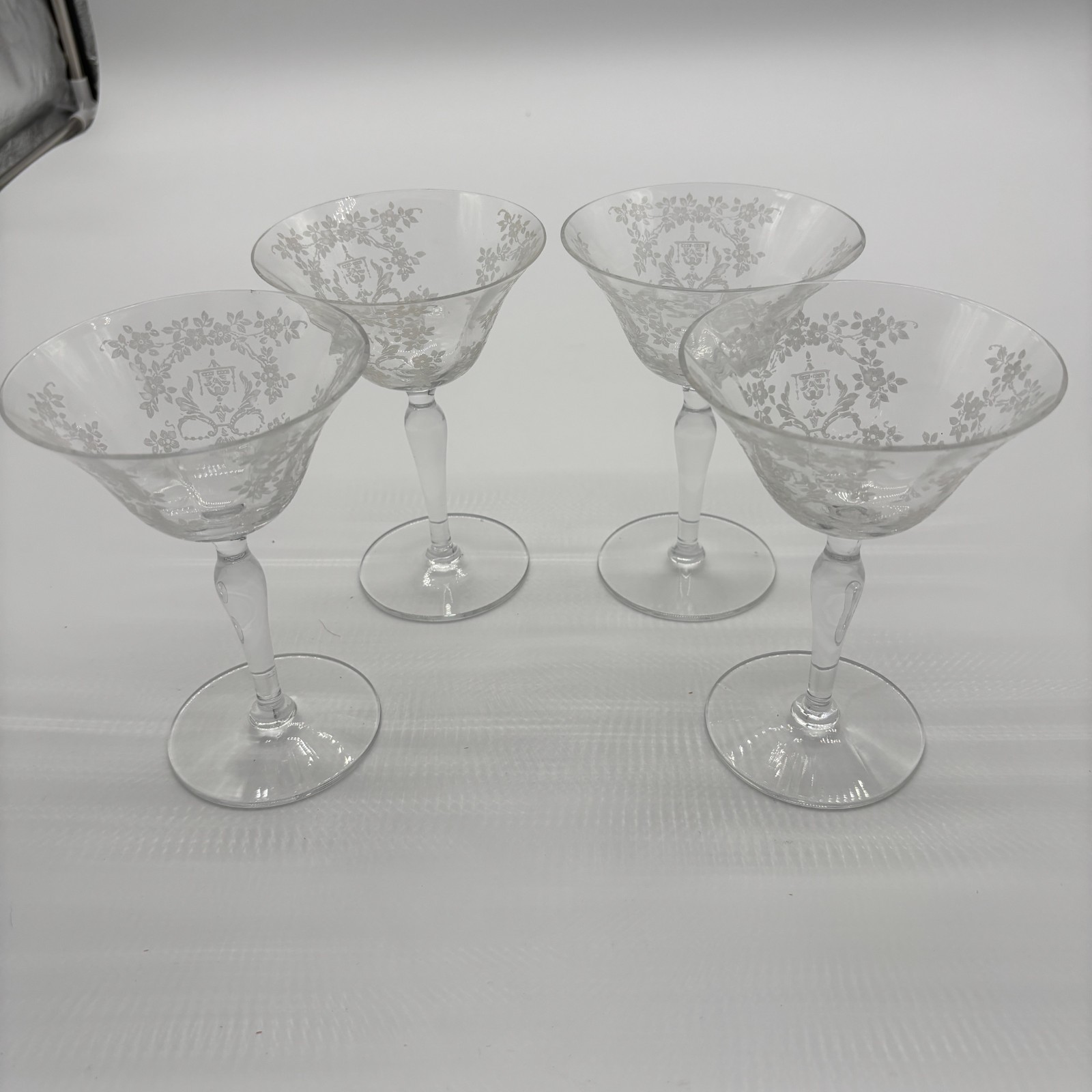 Cambridge Glass Rose Point Clear Champagne/Tall Sherbert - Set of 4