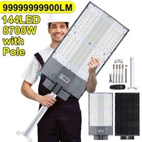 11000W LARGE Commercial Solar Street Lights Dusk to Dawn parking lot lights+Pole 1