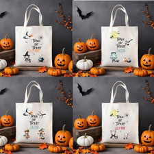 Personalised Halloween Trick or Treat Tote Bag Gift Present Kids Witch Vampire