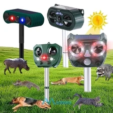 Garden Solar Ultrasonic Animal Repellent w/ Adjustable Sensitivity & Sound Alarm