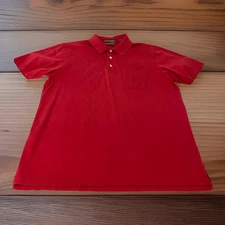Daniel Cremieux Men’s L Large Solid Red Pocket Cotton Short Sleeve Polo Shirt