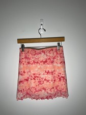 Y2K Skirt Forest Fairy Boho Festival Mesh Lettuce Hem Elastic Womens S Pink