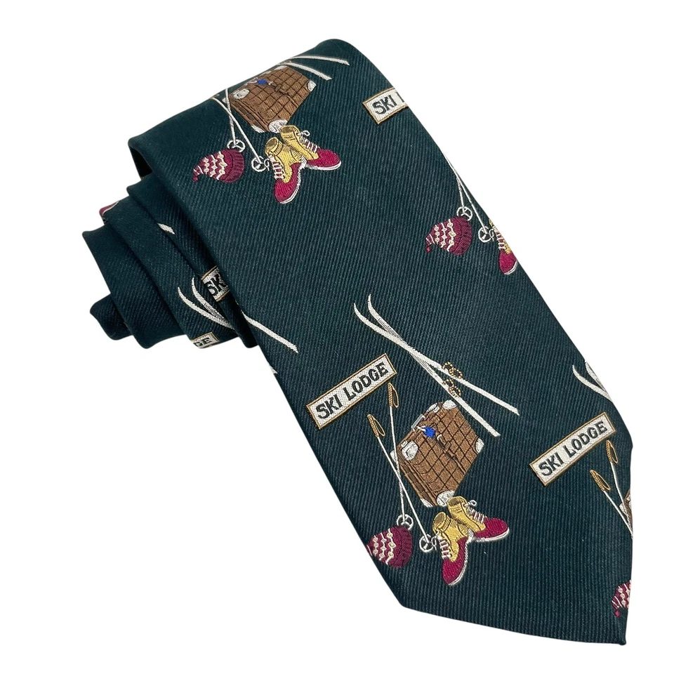 Polo Ralph Lauren Para Hombres De Colección 1992 Ski Lodge Hunter Verde Seda 3 5/8" (W) x 57" (L) Foto 4 de 4