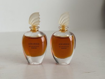2 Vtg Givenchy Amarige PARFUM Splash 1/8 Fl Oz/4 ml Travel Size Mini France
