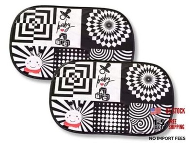 Baby Car Window Shade for Infants   High Contrast Black & White Visual