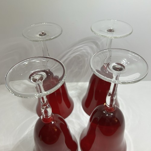 Set of 4 Signed Qualia Rouge Red Collection Wine Water Goblet Glasses Hand Blown - Picture 8 of 13