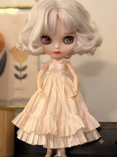 Custom Blythe Doll Short Silver Platinum Hair 12'' Jointed Matte Face Pale Skin