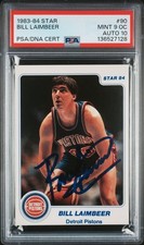 BILL LAIMBEER SIGNED DETROIT PISTONS 1983 STAR #90 PSA 9 OC AUTO 10