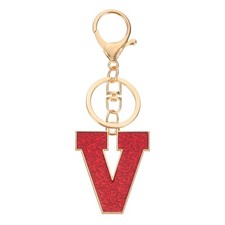 Initial Letter Keychain, A-Z Alphabet Keyring Letter V Metal Key Chain, Red