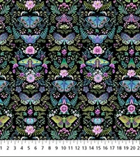 Cotton Nightshade Butterfly Flowers Cotton Fabric Print by the Yard D138.37