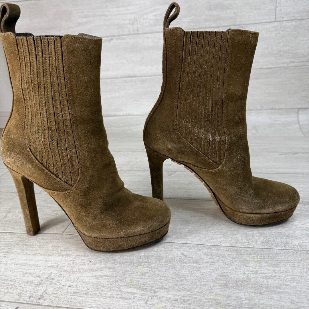 GUCCI Short Boots Shoes EU 37 US 7 Suede Brown Authentic thumbnail 5