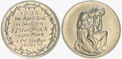 RARE 1923 GERMAN ''STARVATION'' TOKEN ''In Saxony 1 Pound Butter Cost 11,000 Marks''