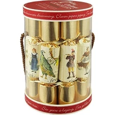 Robin Reed 12 days of Christmas Handmade English Crackers 5025, 10 In (Set of 6)