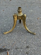 Antique Victorian Solid Brass Large Heavy 3 Footed Floor Lamp Base Only
