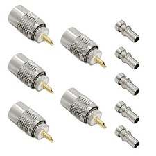 5 Pack of PL-259 UHF Male Connectors - Teflon Insulated for Optimal Performance