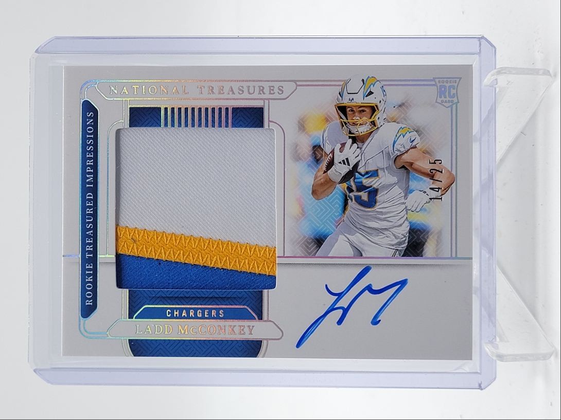 Ladd McConkey Panini National Treasures Rookie Material Signatures Rps #LMY Holo Gold
