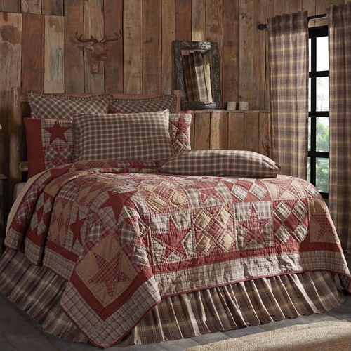 Rustic Queen Quilt Tan Patchwork Dawson Star Cotton Bedroom Decor VHC Brands - Picture 6 of 7
