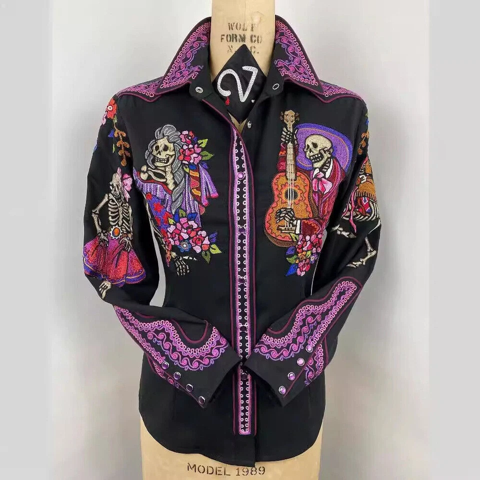 2025 Women's Western Style Printed Women Tops Shirt Trendy Fashion Printed Shirt