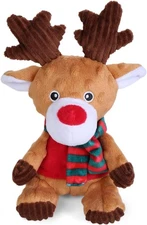 Blnboimrun Christmas Reindeer Plush Dog Toy with Squeaker, Holiday Chew Toys for